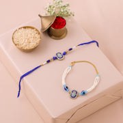 Thumbnail for Blue Evil Eye Lumba Rakhi Set - Blue