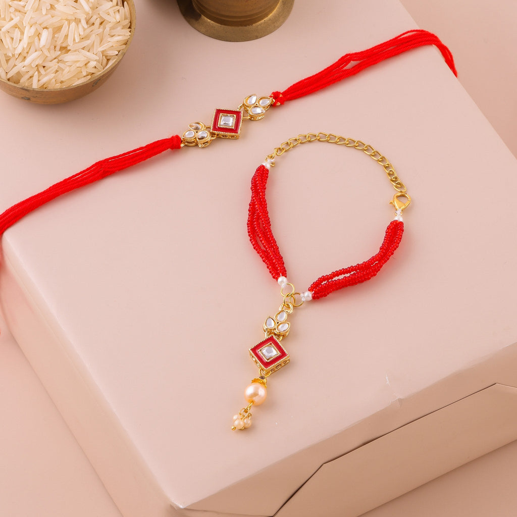 Turquoise Bhai Bhabhi Lumba Rakhi Set zoom