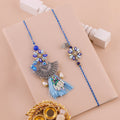 Blue Floral Tassel Lumba Rakhi Set zoom