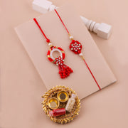 Thumbnail for Red Floral Charm Lumba Rakhi Set - Red