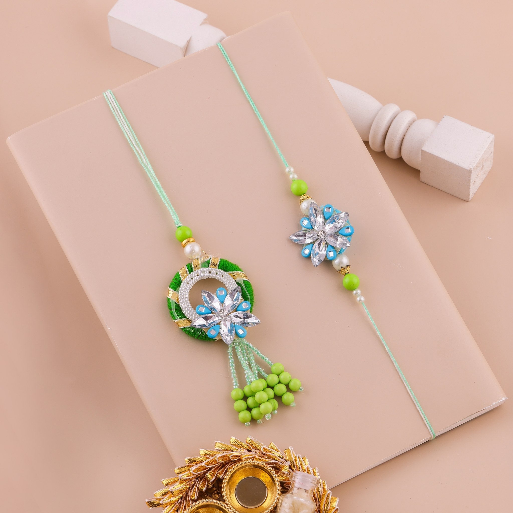 Red Floral Charm Lumba Rakhi Set zoom