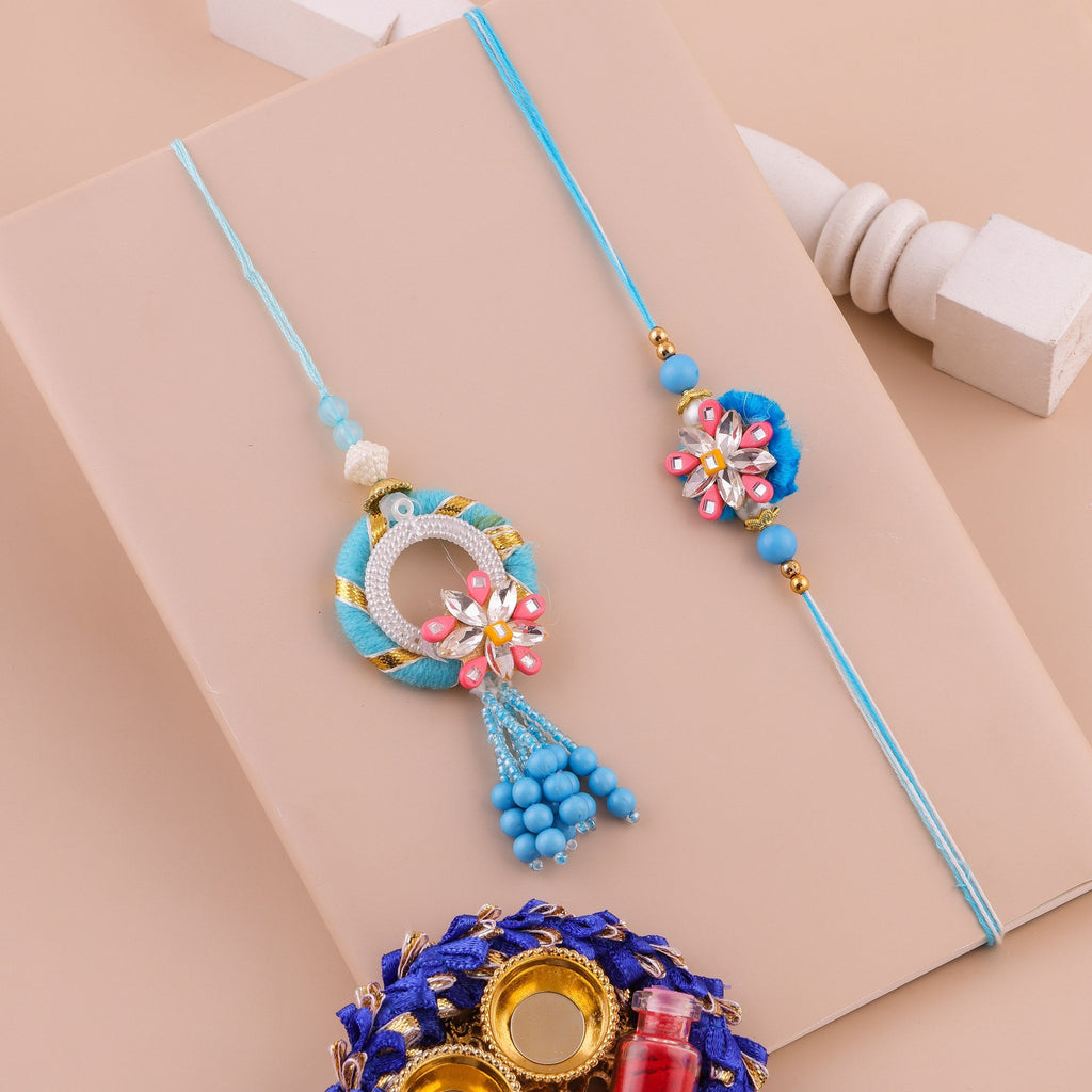 Red Floral Charm Lumba Rakhi Set zoom