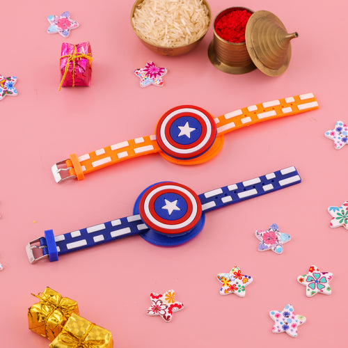 Captain America Shield Band Rakhi Set