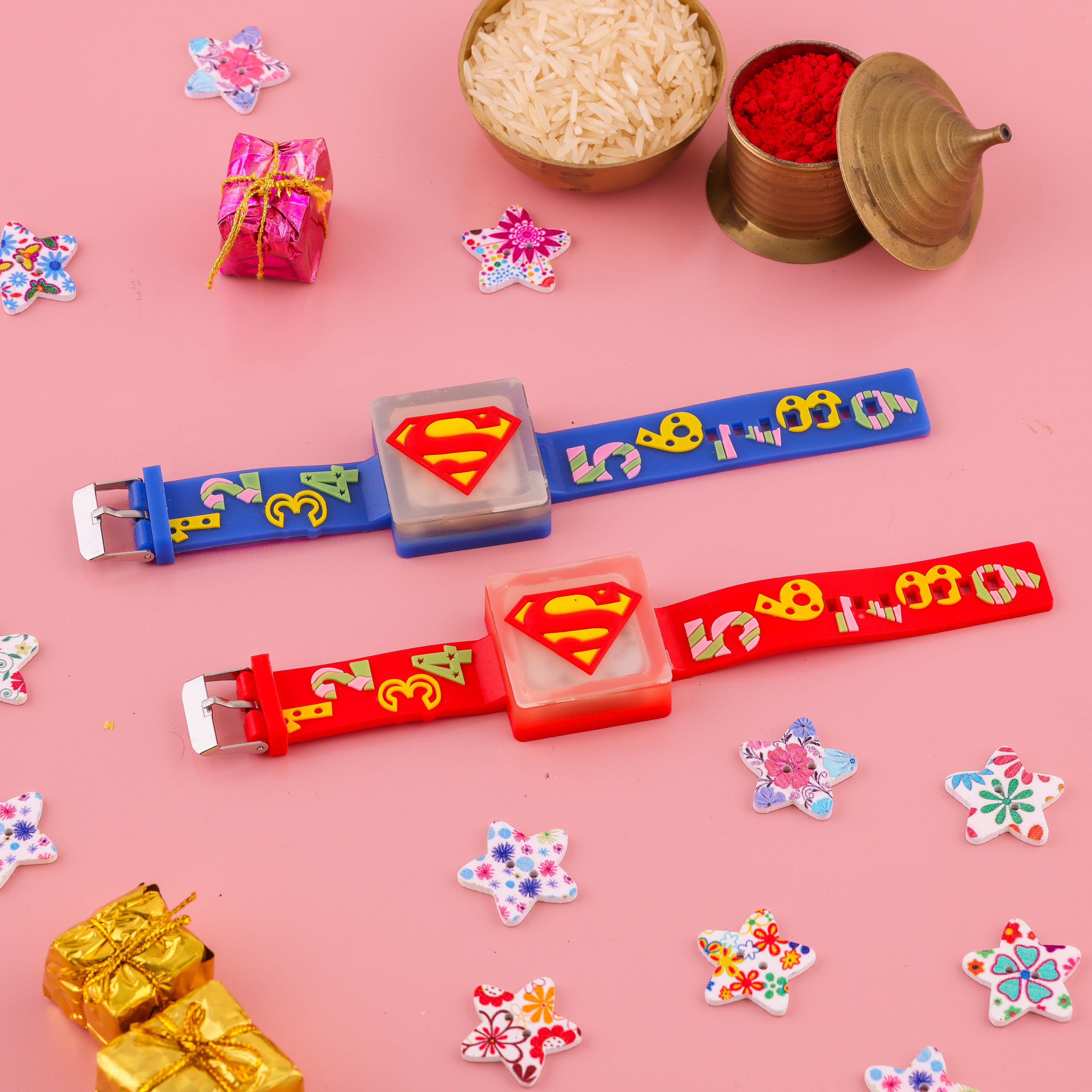 Superman Band Rakhi Set