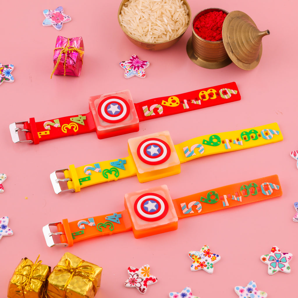 Captain America Band Rakhi Set