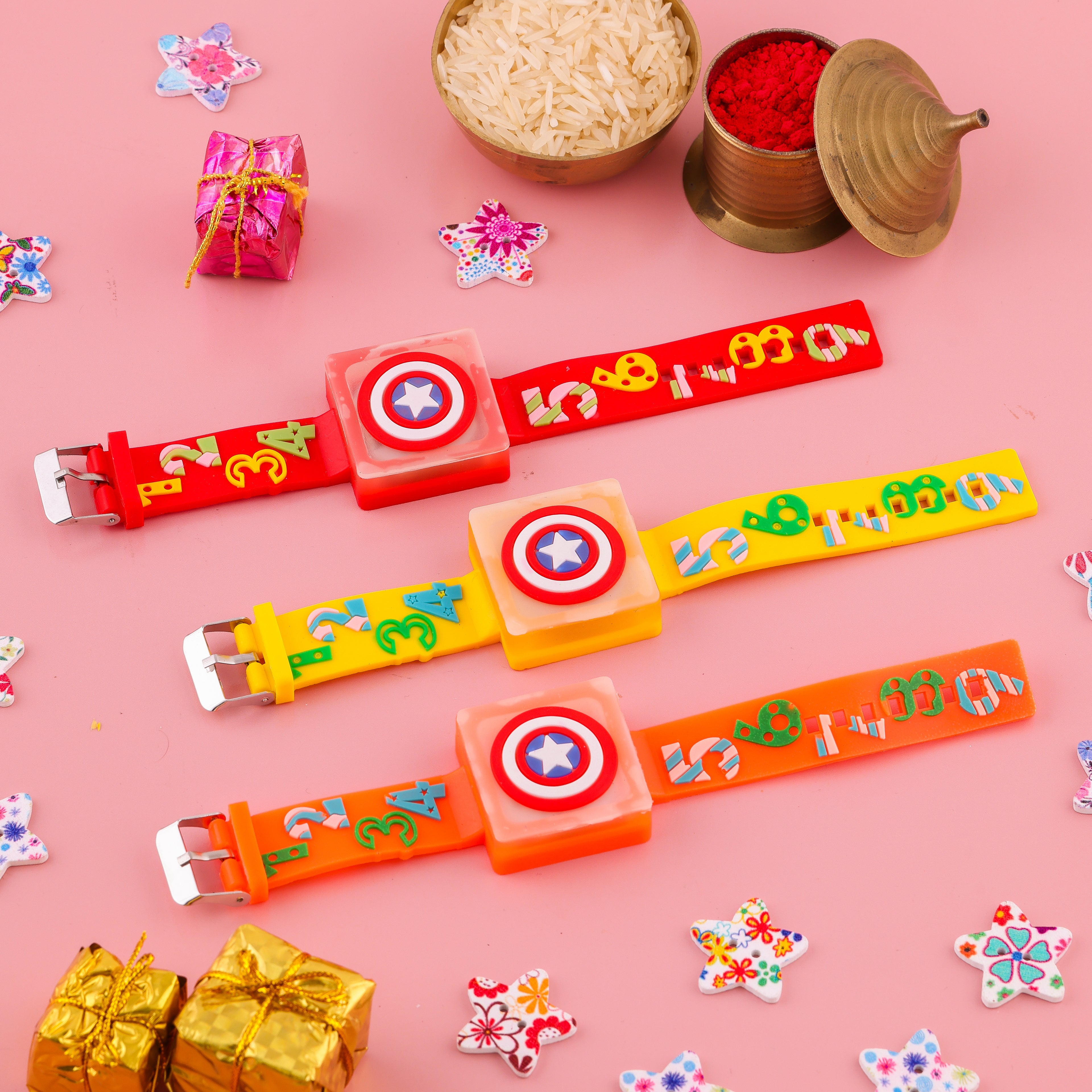 Captain America Band Rakhi Set