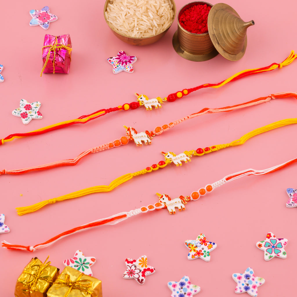 Unicorn & Star Thread Rakhi Set