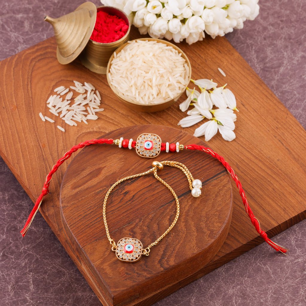 Evil Eye Charm Bhai Bhabhi Rakhi Set