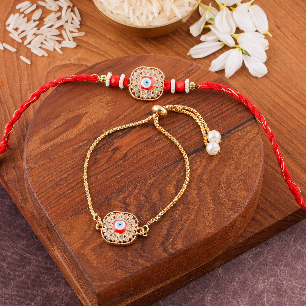 Evil Eye Charm Bhai Bhabhi Rakhi Set zoom