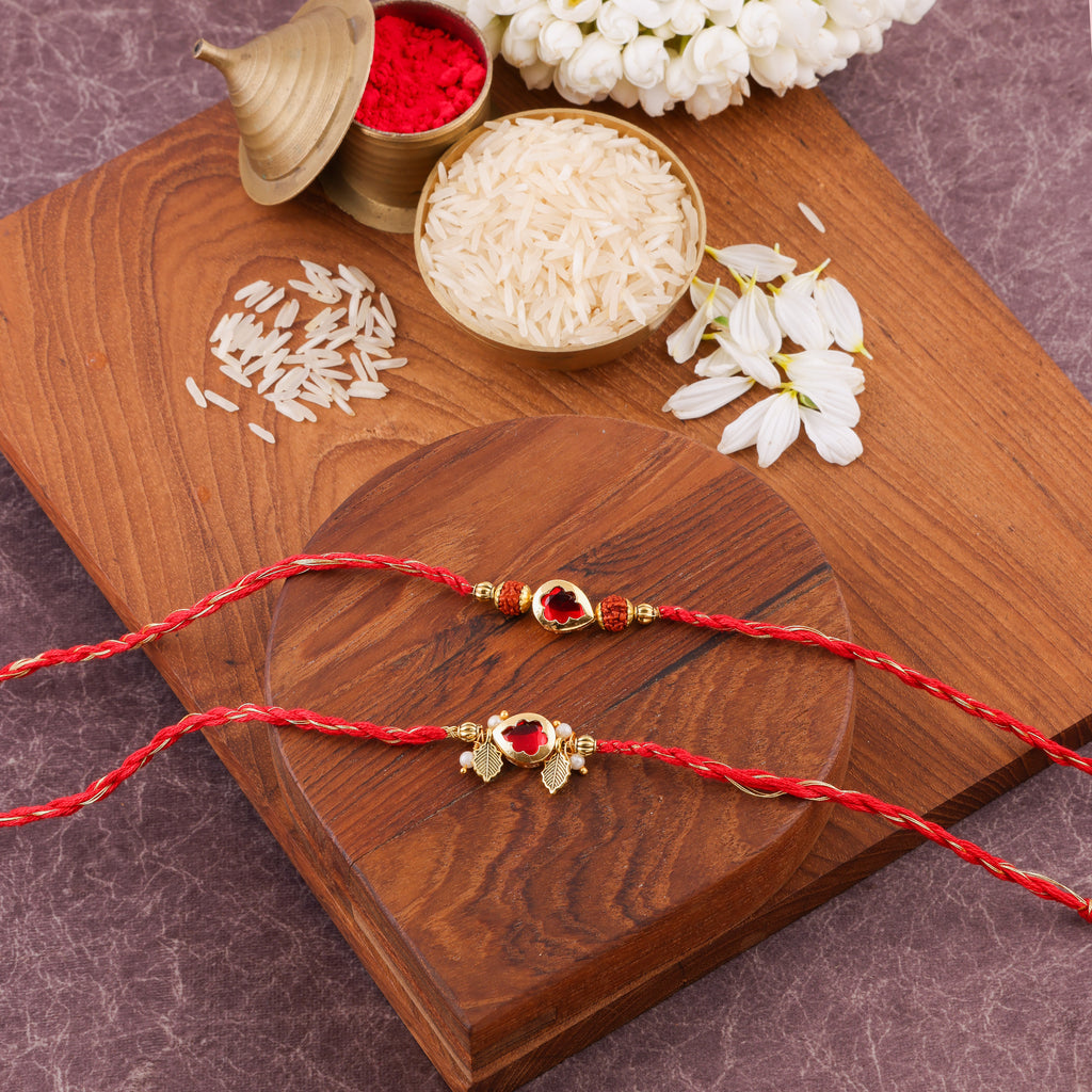 Meenakari Charm Bhai Bhabhi Rakhi Set - Magenta alternate view