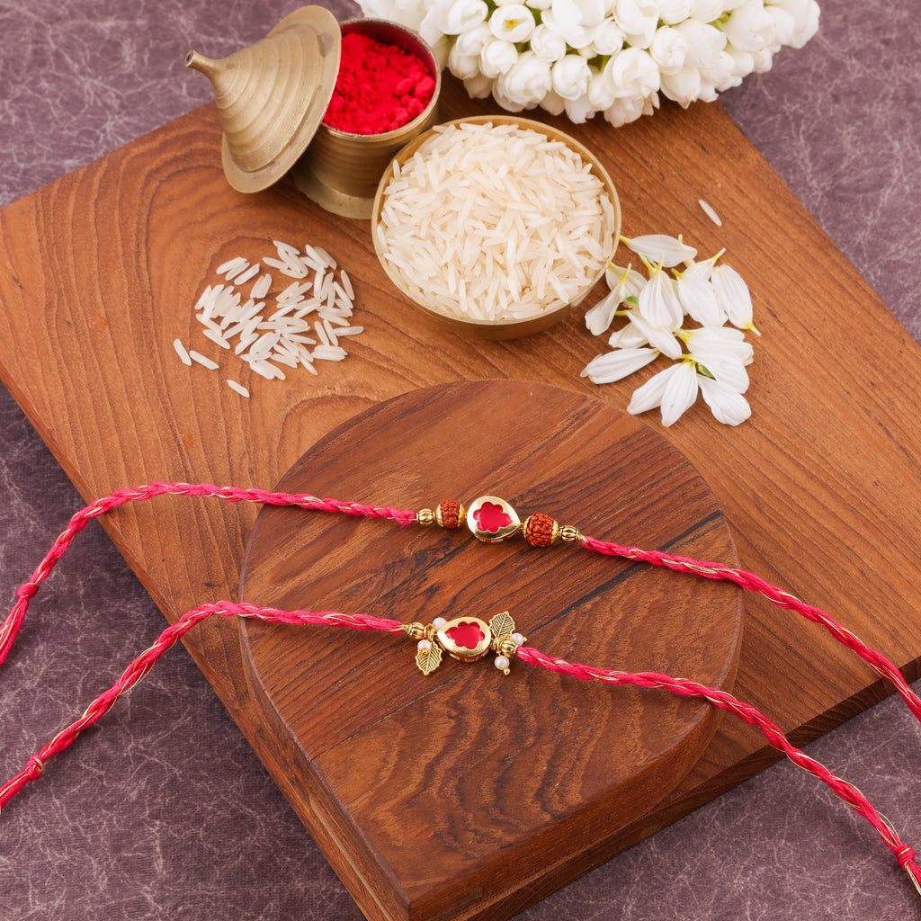 Meenakari Charm Bhai Bhabhi Rakhi Set - Magenta