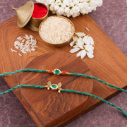 Thumbnail for Meenakari Charm Bhai Bhabhi Rakhi Set - Green
