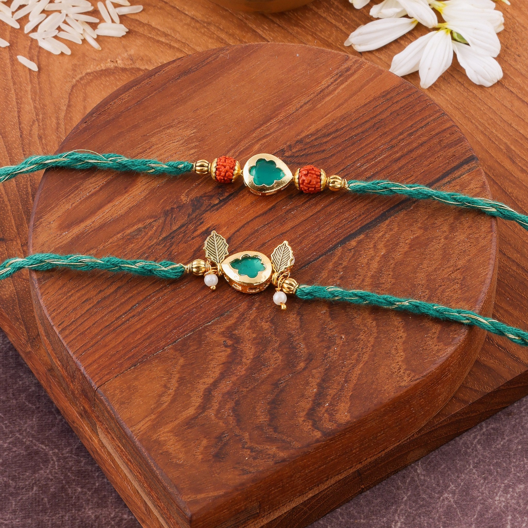 Meenakari Charm Bhai Bhabhi Rakhi Set zoom