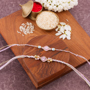 Thumbnail for Premium Dori  Beaded Charm Bhaiya Bhabhi Rakhi Set