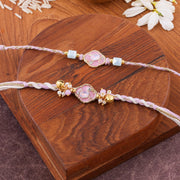 Thumbnail for Premium Dori Beaded Charm Bhaiya Bhabhi Rakhi Set zoom
