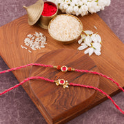 Thumbnail for Delicate Meenakari Bhai Bhabhi Rakhi Set - Magenta
