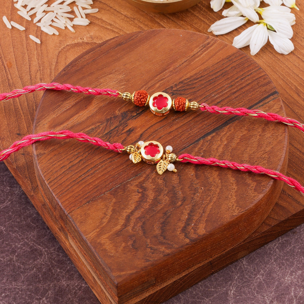 Delicate Meenakari Bhai Bhabhi Rakhi Set zoom