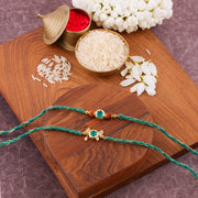 Thumbnail for Delicate Meenakari Bhai Bhabhi Rakhi Set - Green