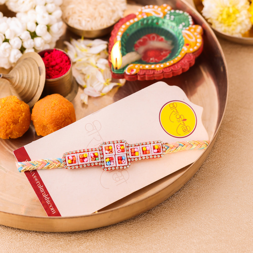 Handwoven Multicolour Band Rakhi for Bhai - Multicolour