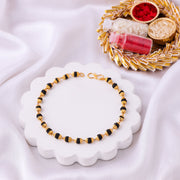 Thumbnail for Black Bead Gold Cap Bracelet Rakhi for Bhai