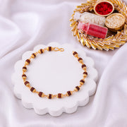 Thumbnail for Rudraksha Gold Spacer Bracelet Rakhi for Bhai