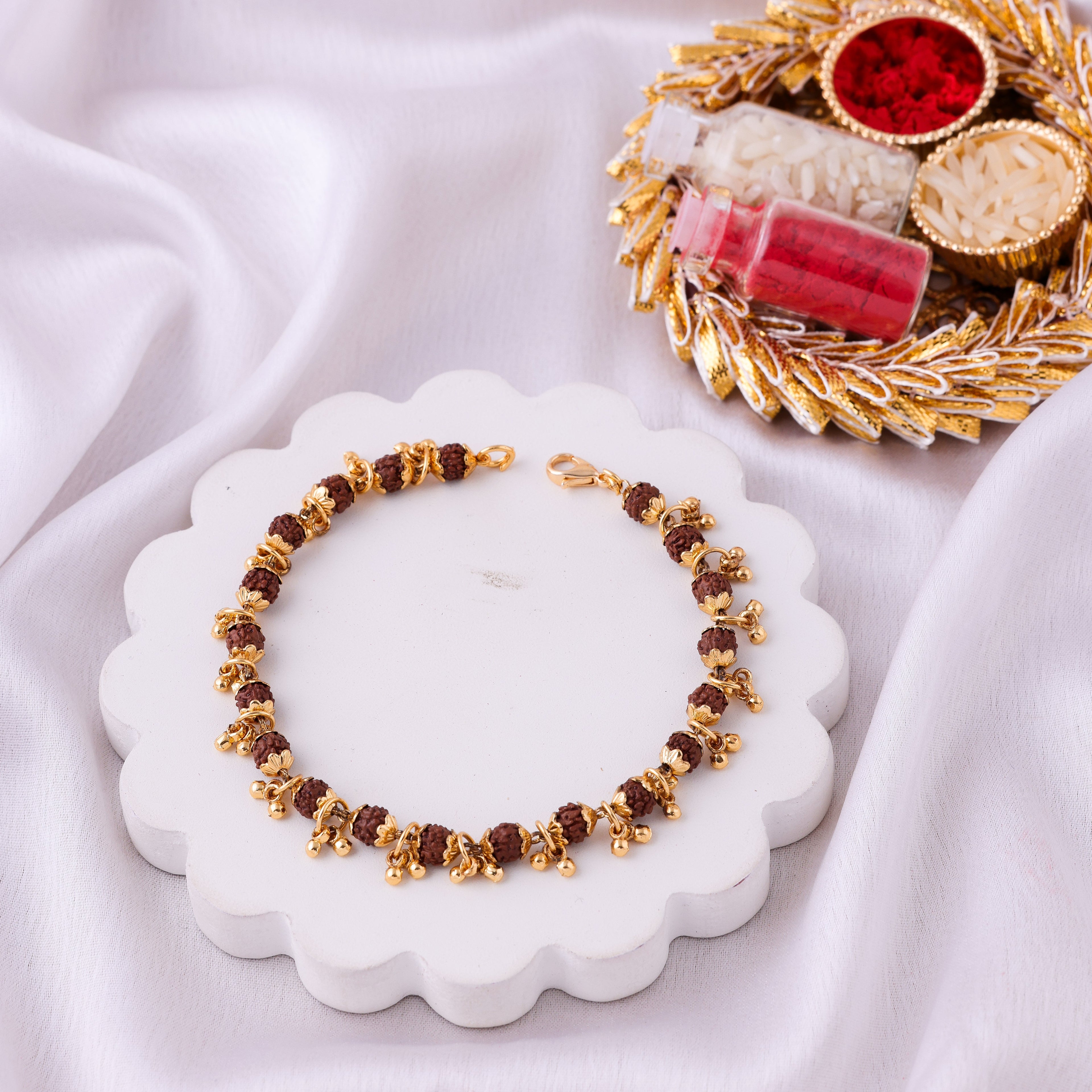 Rudraksha Cluster Bracelet Rakhi for Bhai