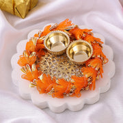 Thumbnail for Gota Lace Pooja Thali with 2 Katori & Roli Chawal – Rakhi Special