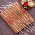 Pearl & Bead Cluster Bhai Bhabhi Couple Rakhi Set – Pack of 4 | Raksha Bandhan Rakhi with Matching Lumba