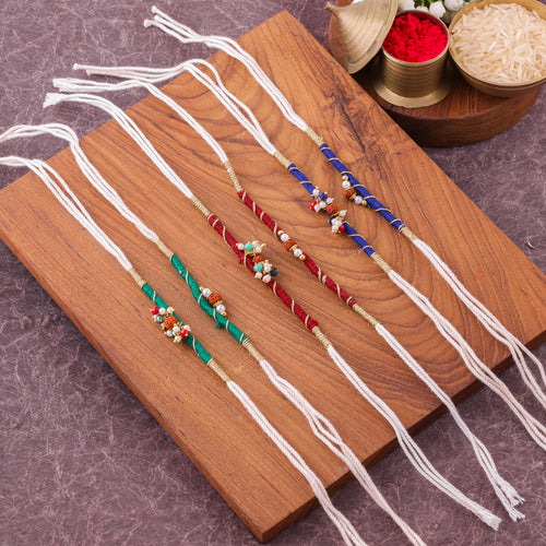 Beaded Charm Bhai Bhabhi Couple Rakhi Set