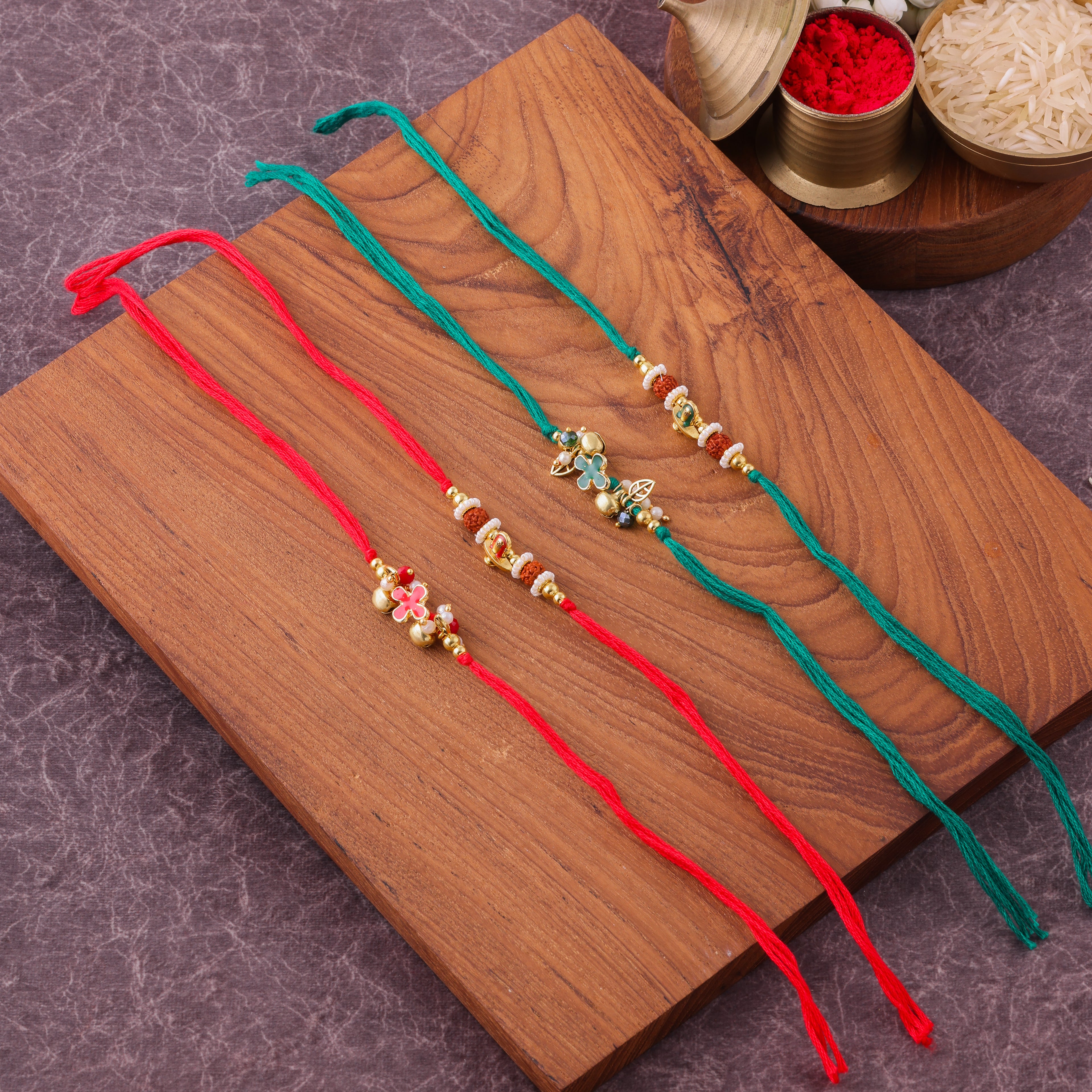 Soft Pearl Cluster Bhai Bhabhi Couple Rakhi Set