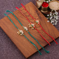 Pearl Floral Jhumka Bhai Bhabhi Couple Rakhi Set
