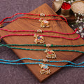 Peacock & Elephant Jhumka Bhai Bhabhi Couple Rakhi Set