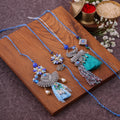Oxidised Peacock Tassel Bhai Bhabhi Couple Rakhi Set
