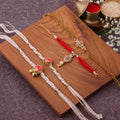 Coral & Pearl Strand Bhai Bhabhi Couple Rakhi Set