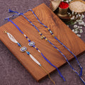 Blue Evil Eye Meenakari Bhai Bhabhi Couple Rakhi Set