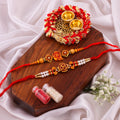 Wooden Bead Ganesha Rakhi Combo - Pack of 2