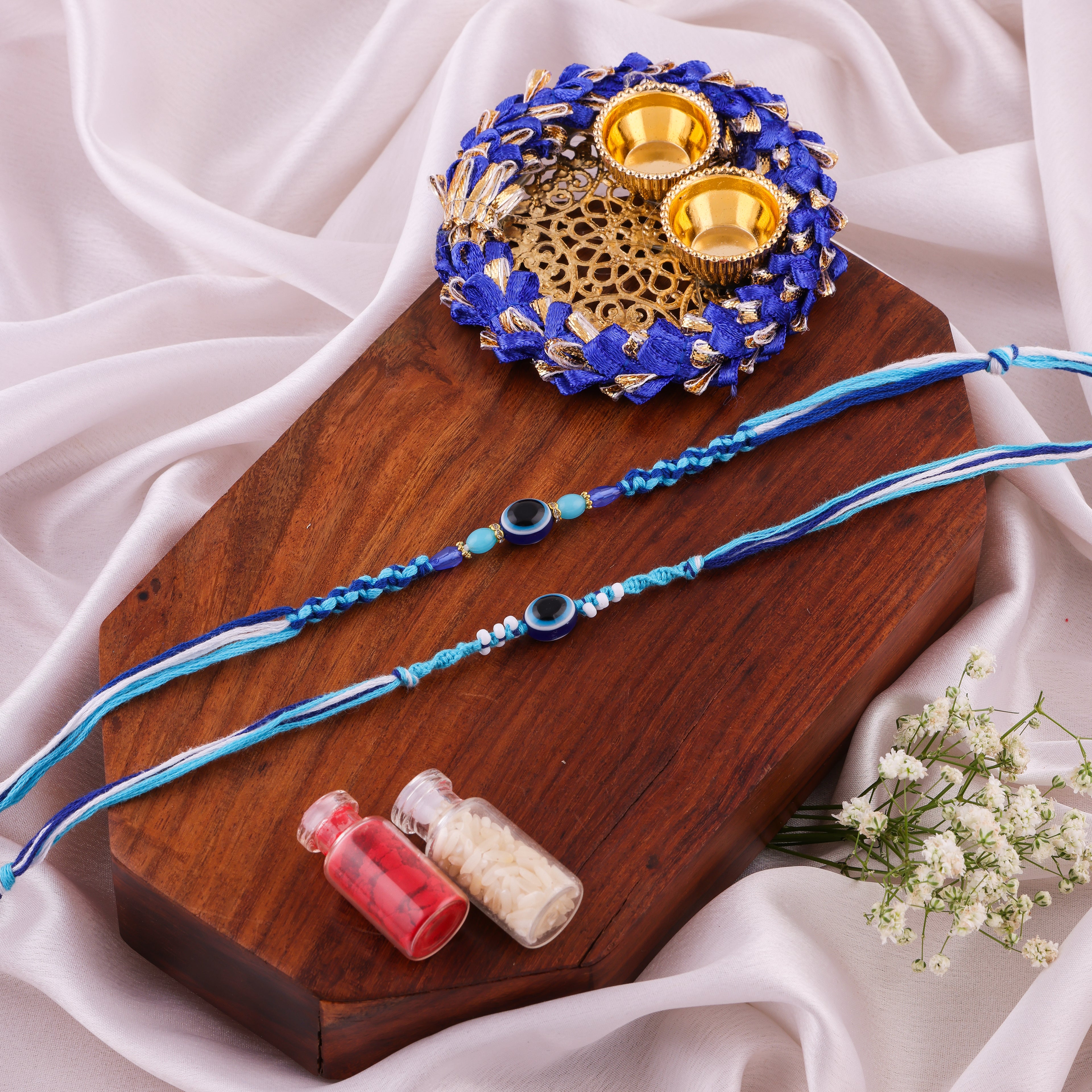 Evil Eye Braided Rakhi Combo - Pack of 2