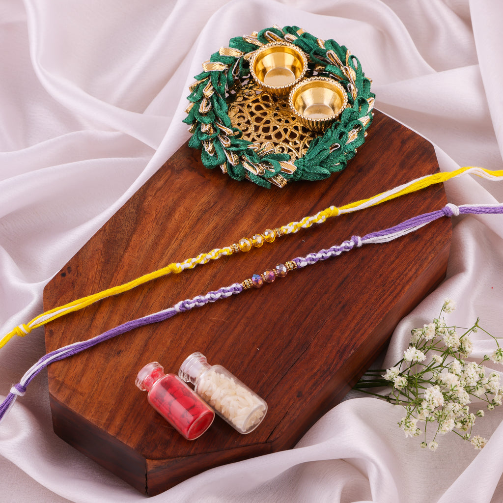 Crystal Bead Braided Rakhi Combo - Pack of 2