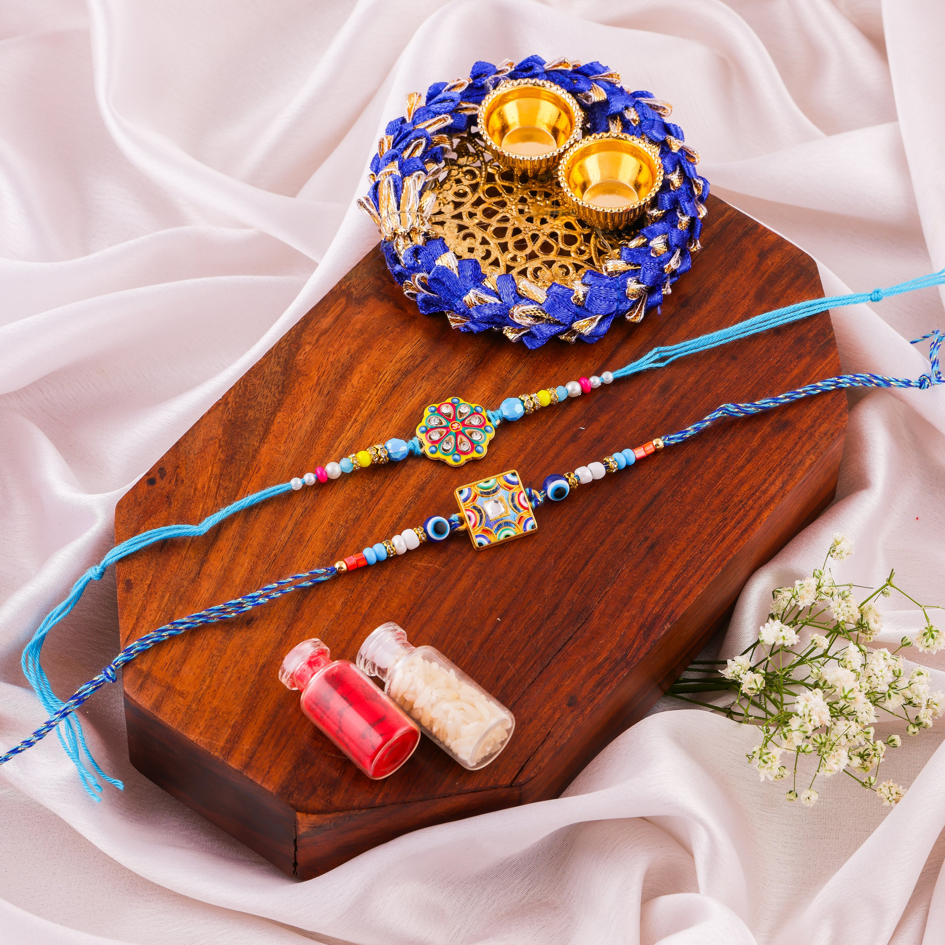 Mandala Evil Eye Rakhi Combo - Pack of 2