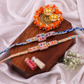 Beaded Rhinestone Panel Rakhi Combo - Pack of 2