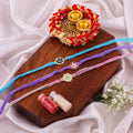 Floral Enamel Medallion Rakhi Combo - Pack of 3