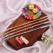 Thumbnail for Crystal Cube Beaded Rakhi Combo - Pack of 4
